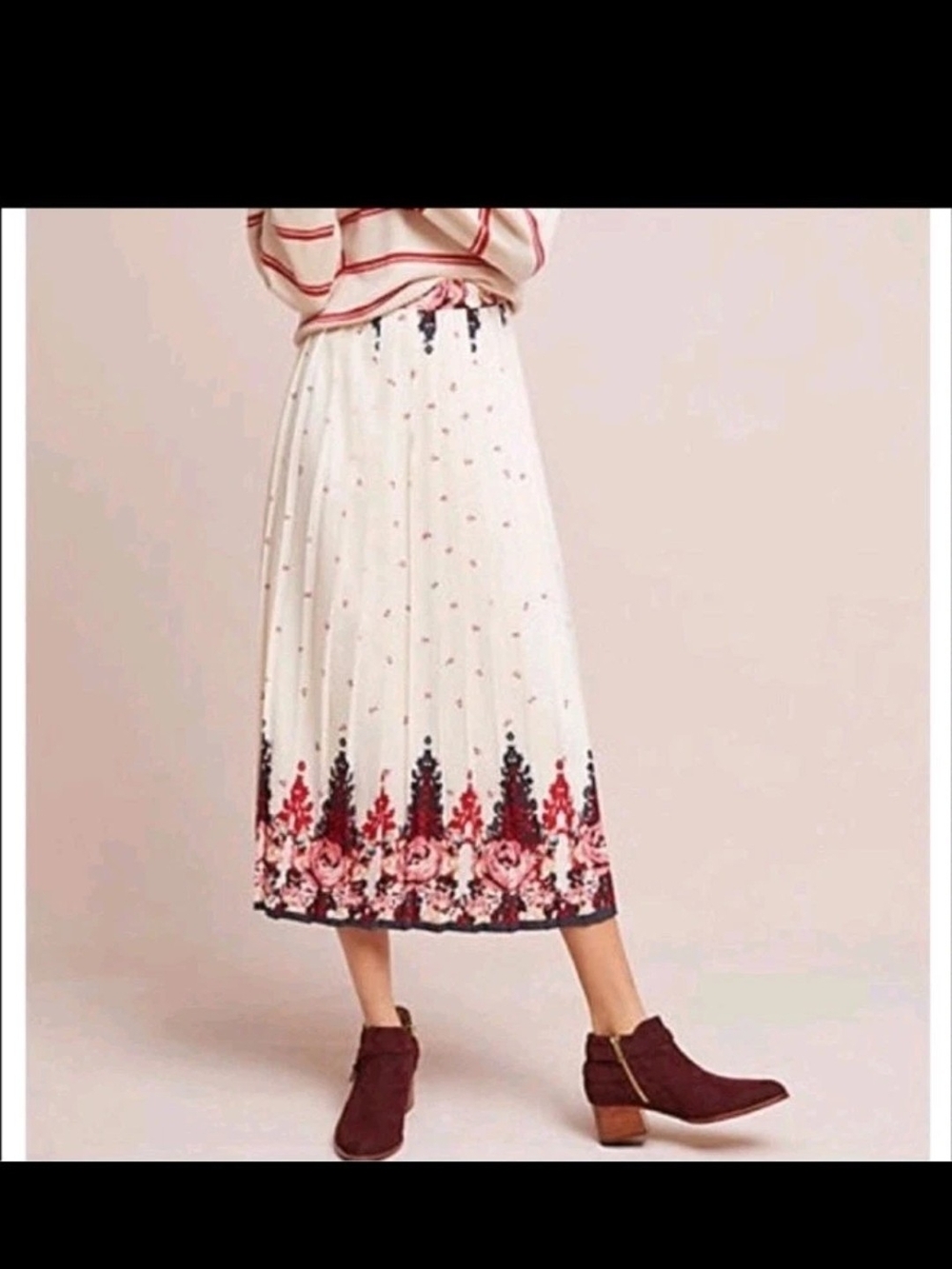 Anthropologie Ranna Gill pleated midi skirt